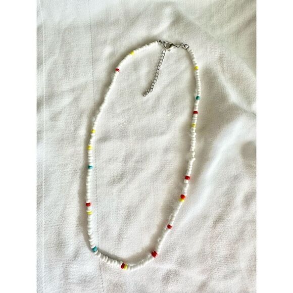 No Brand Jewelry - White and multicolor beach style bead necklace